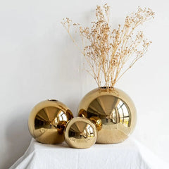 Plating Golden Ball Ceramic Vase Home Decoration Ornaments - Thekozyhome