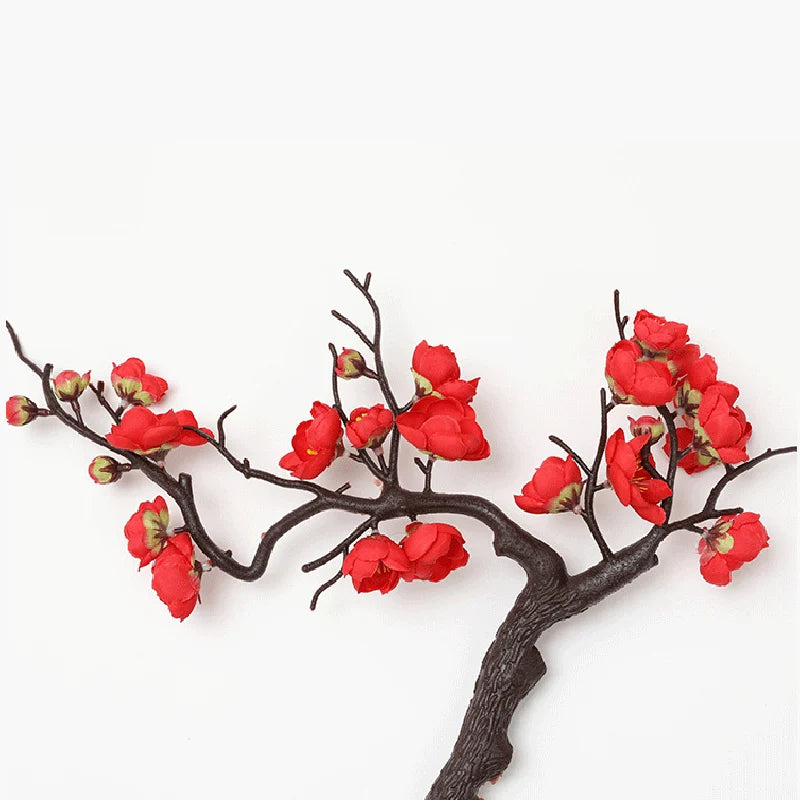 Cherry Red Plum Blossom Silk Artificial Flowers - Thekozyhome