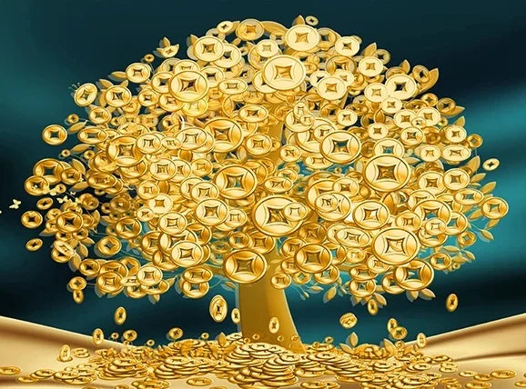 Luxury Lucky Gold Tree Poster Prints For Living Room - Thekozyhome